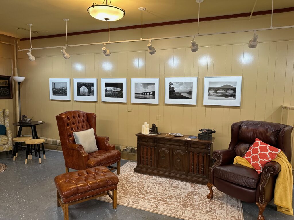 Noted photographer Michael Froio's work on display in the Yard Office Lounge.  Our lounge space is perfect for small and medium-sized groups, and can be configured for business meetings or informal gatherings easily.